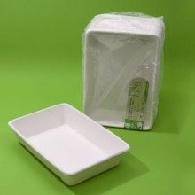 CARTONE 12 CONFEZIONI - VASCH. RETTANGOLARE IN POLPA 1200 CC MISURA 23X15X4,5 PZ.40 A CONFEZIONE