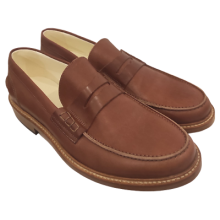 Scarpa Mocassino Artigianale Marrone Numero 42 Uomo Tomaia Pelle Concia Veget. Fondo Cuoio