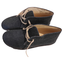 Scarpa Artigianale Unisex Ragazzo/a Numero 35 in Jeans Blu 100%Cotone Fondo Para