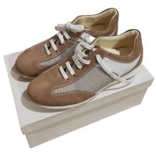 Scarpa Artigianale Sneakers Unisex Numero 37 Tomaia in Nabuk Pelle e Canapa Fondo Gomma