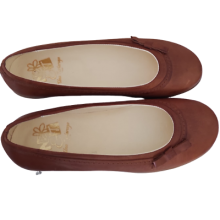 Scarpa Artigianale Donna Ballerina Numero 36 Tomaia in Pelle a concia Vegetale Cognac Fondo cuoio