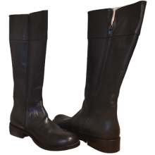 Stivale Donna in Pelle Numero 36 Colore Nero Fondo Cuoio Concia Vegetale