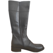 Stivale Donna in Pelle Numero 36 Colore Nero Fondo Cuoio Concia Vegetale