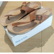 Sandalo Infradito Sugherino Unisex Colore Cotto Numero 45 Tomaia in Pelle Suola in Gomma Fondo Para